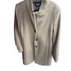 $500 DKNY Women Single-Breasted Walker Coat Alpaca/Wool Size 10 Camel Color